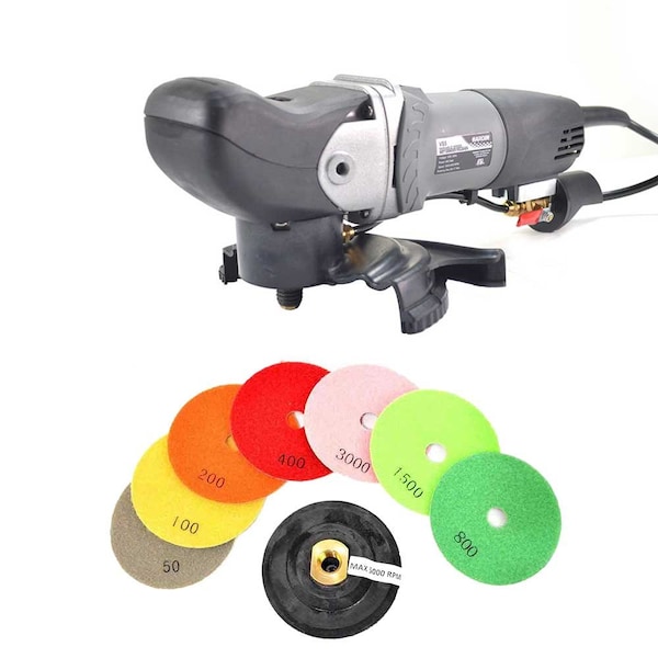 Hardin VS5 Variable Speed Wet Grinder Polisher, 8 pc 5 Inch Diamond Polishing Pad Set GHWV5POLSET - main